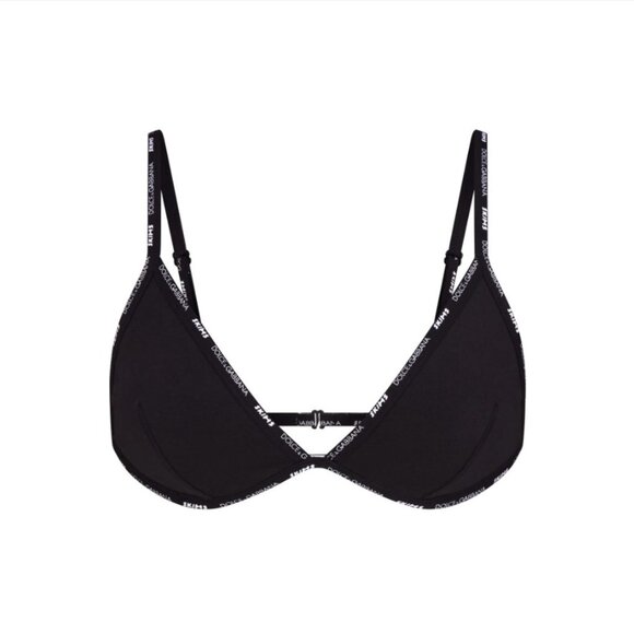 Dolce and Gabbana X SKIMS Cotton Jersey Triangle Bralette β Onyx, XL (NWT) - Picture 3 of 7